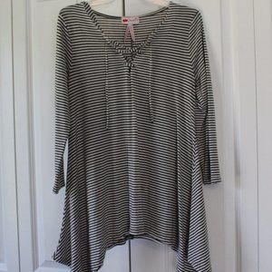 Poof! Striped Long Shirt Womens Size Medium